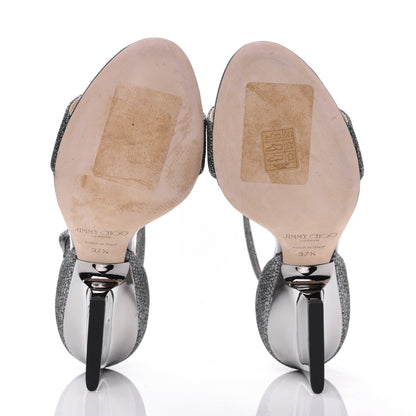 Jimmy Choo Glitter Fabric Edina Sandals 37.5 Anthracite 5 of 12