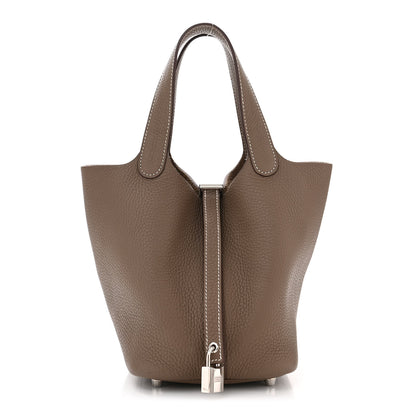 Hermes Taurillon Clemence Picotin Lock 18 PM Etoupe 1 of 11