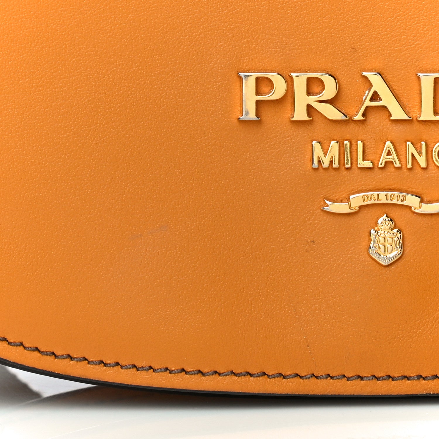 Prada City Calf Pionniere Saddle Bag Ocra Cocco 15 of 24