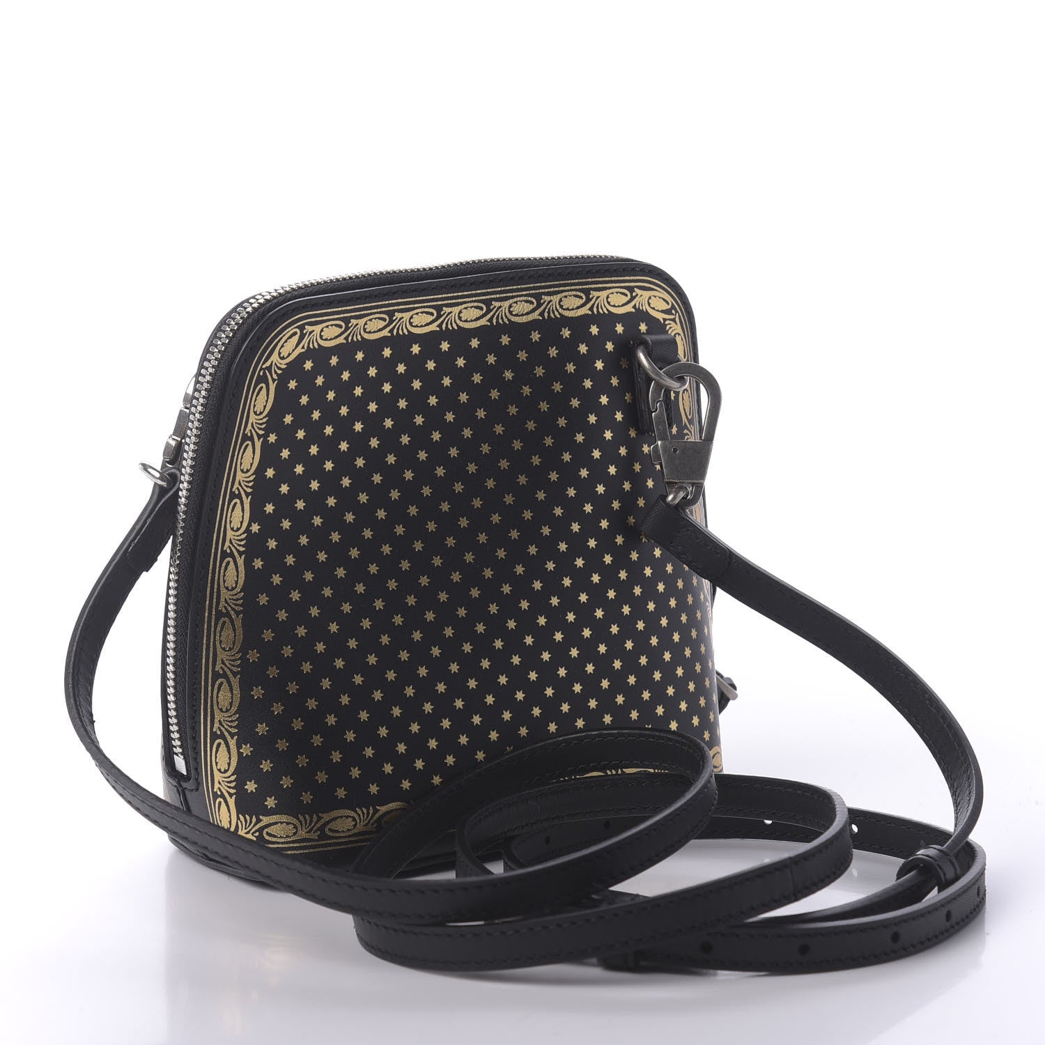 Gucci X SEGA Calfskin GUCCY Stars Mini Dome Shoulder Bag Black Gold 3 of 11