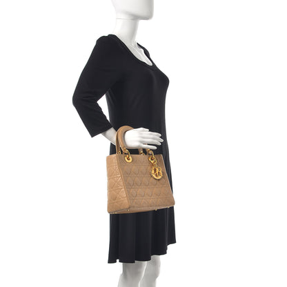 Christian Dior Lambskin Cannage Medium Lady Dior Beige 2 of 10