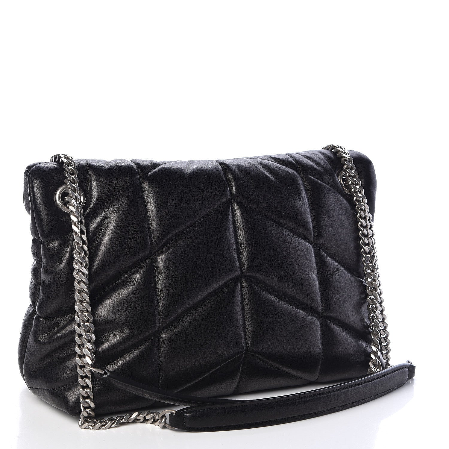 Saint Laurent Lambskin Quilted Small Loulou Puffer Monogram Chain Satchel Black 3 of 10