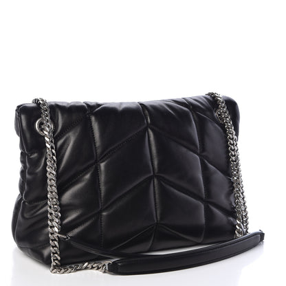 Saint Laurent Lambskin Quilted Small Loulou Puffer Monogram Chain Satchel Black 3 of 10