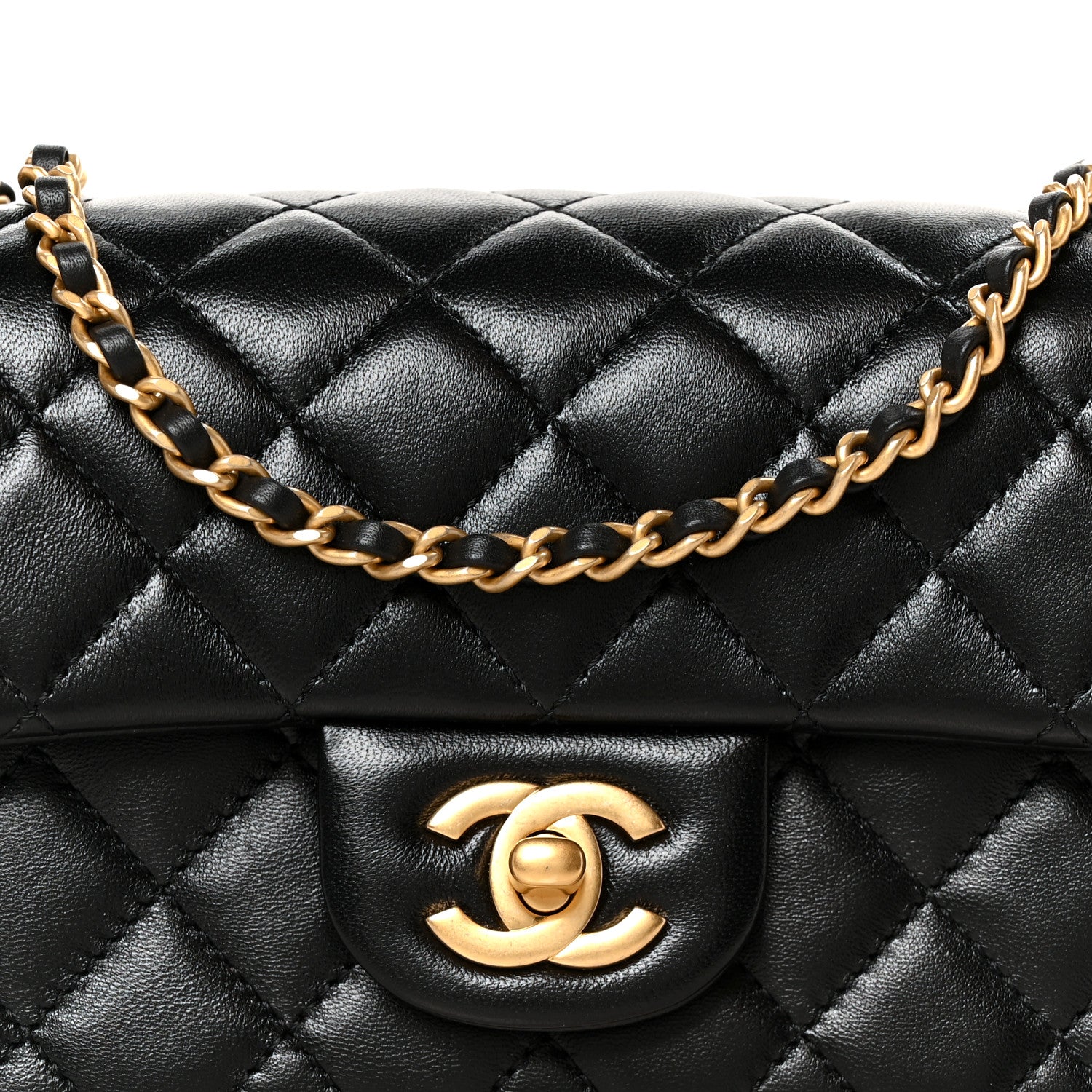 Chanel Lambskin Quilted Mini Rectangular Pearl Crush Flap Black