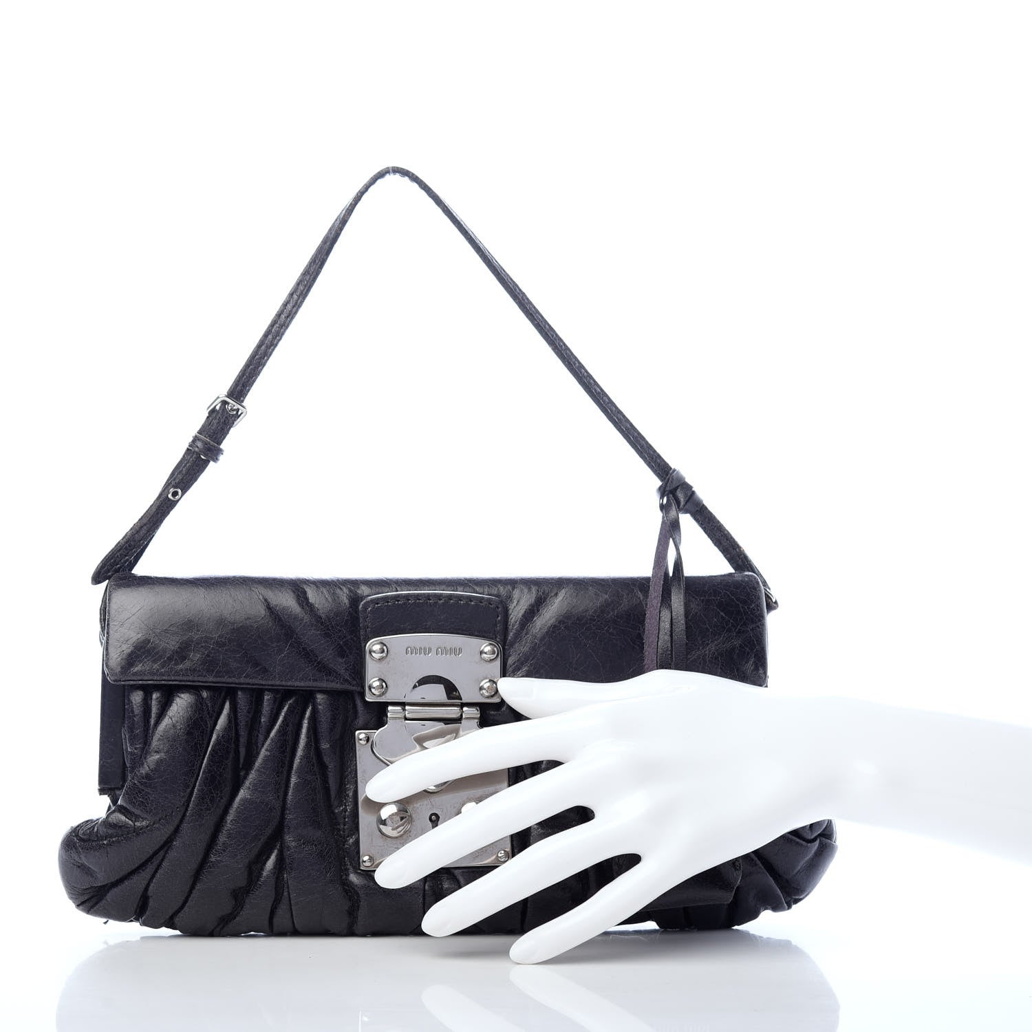 Miu Miu Vitello Lux Matelasse Flap Pochette Bluette 2 of 7