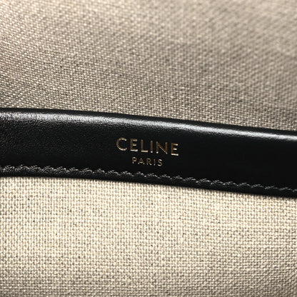Celine Canvas Calfskin Triomphe Embroidered Mini Horizontal Cabas Black 6 of 8