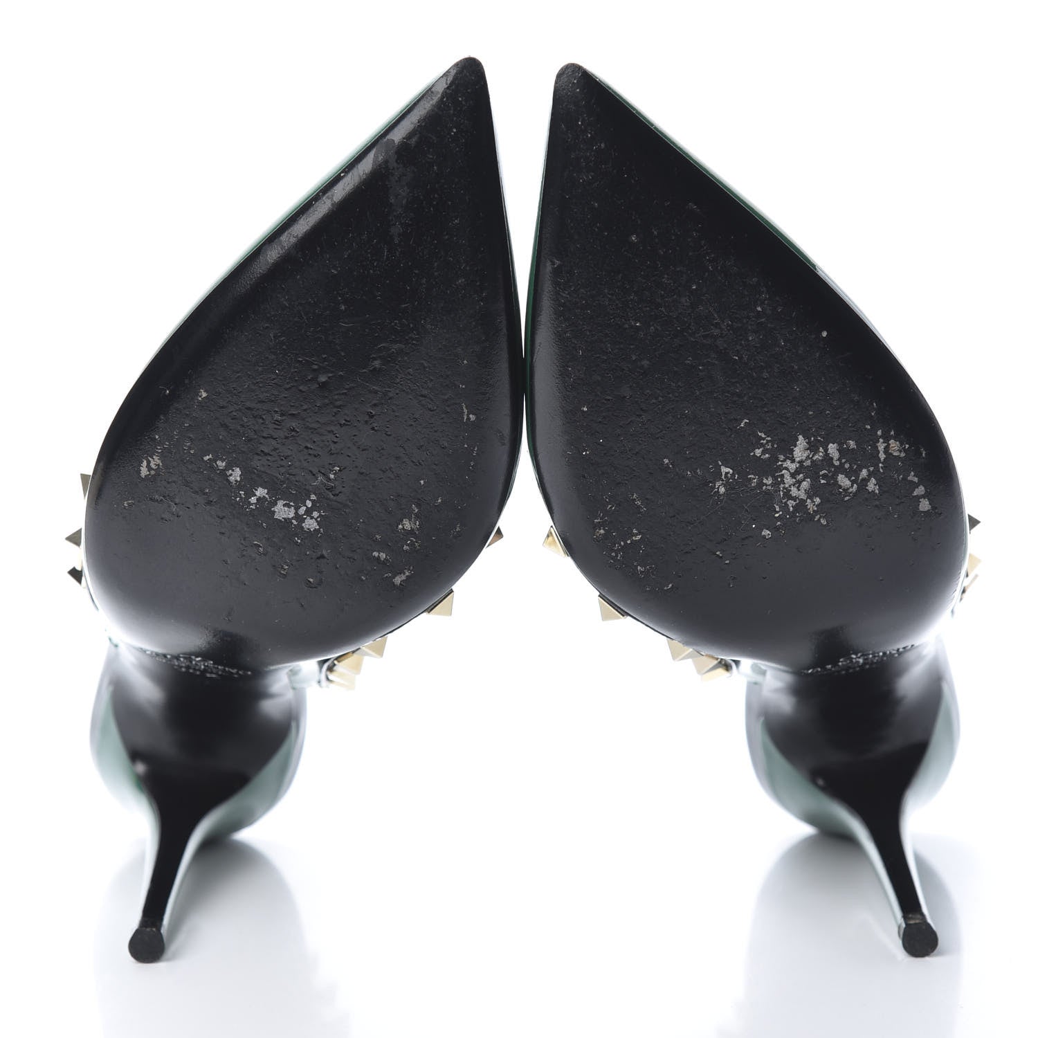 Valentino Garavani Patent Rockstud Ankle Strap Pumps 36.5 Smeraldo Black 5 of 9
