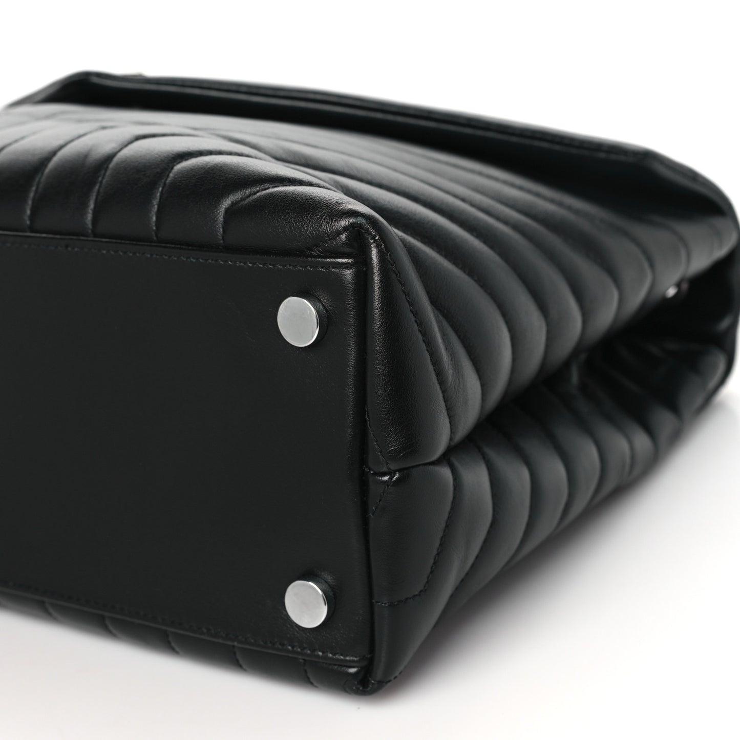 Calfskin Y Quilted Monogram Large Loulou Chain Satchel Black