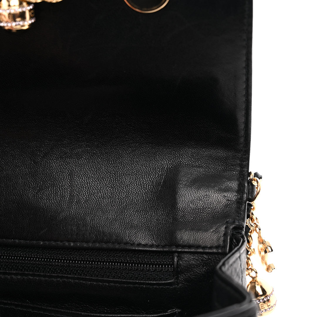 Chanel Lambskin Quilted Crystal Chocolate Bar Charm Flap Black 12 of 15