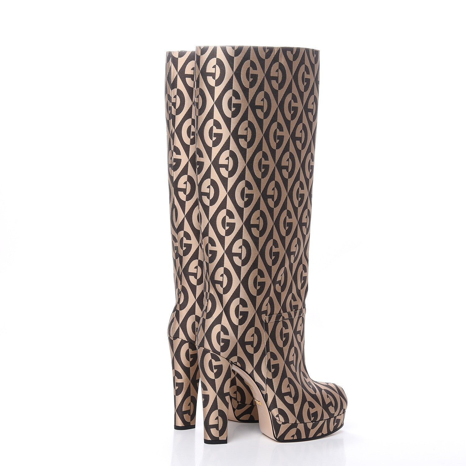 Gucci Fabric G Rhombus Print Platform Boots 40 Beige Cocoa 4 of 7