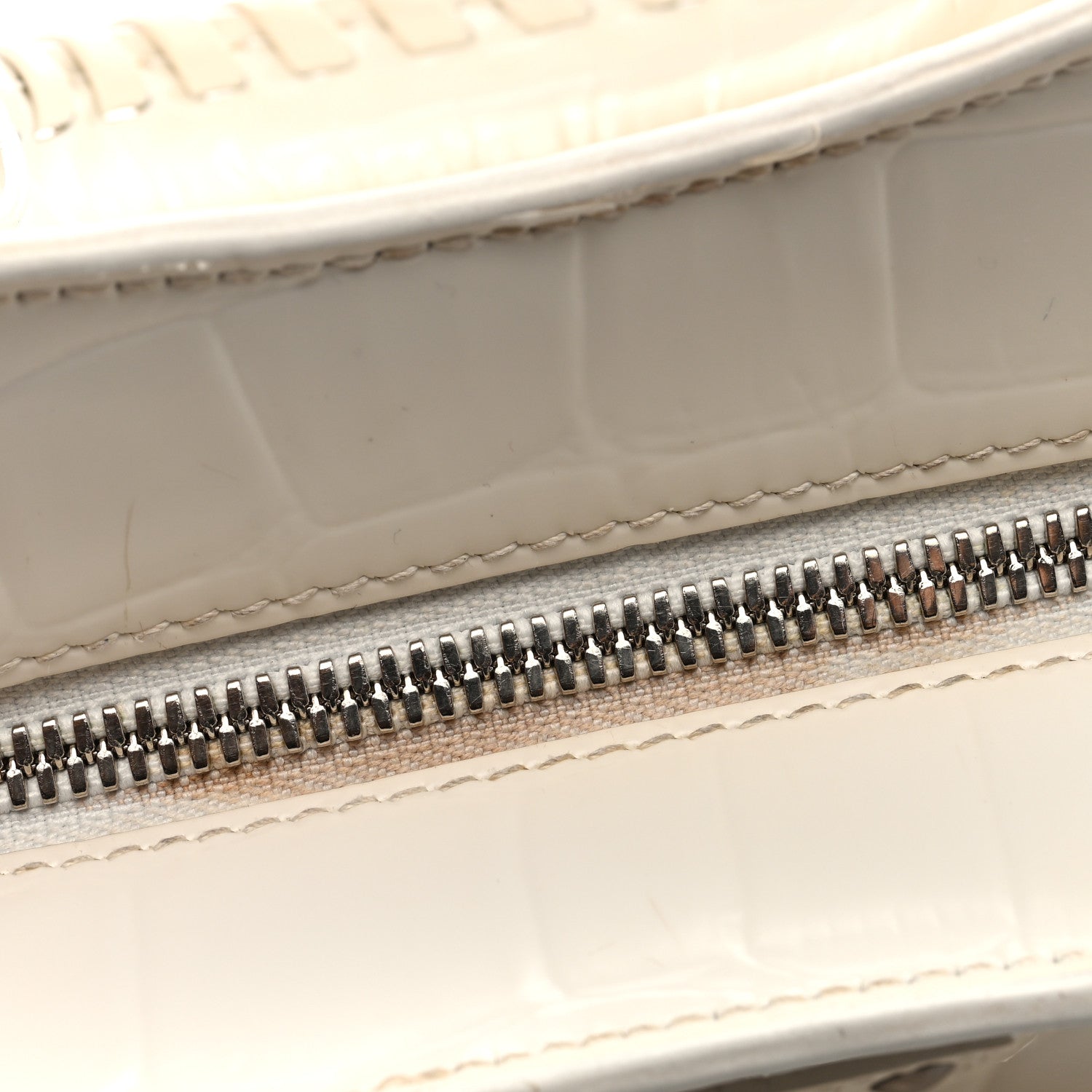 Balenciaga Semi Shiny Calfskin Crocodile Embossed Neo Classic Silver Hardware Mini City White 10 of 10