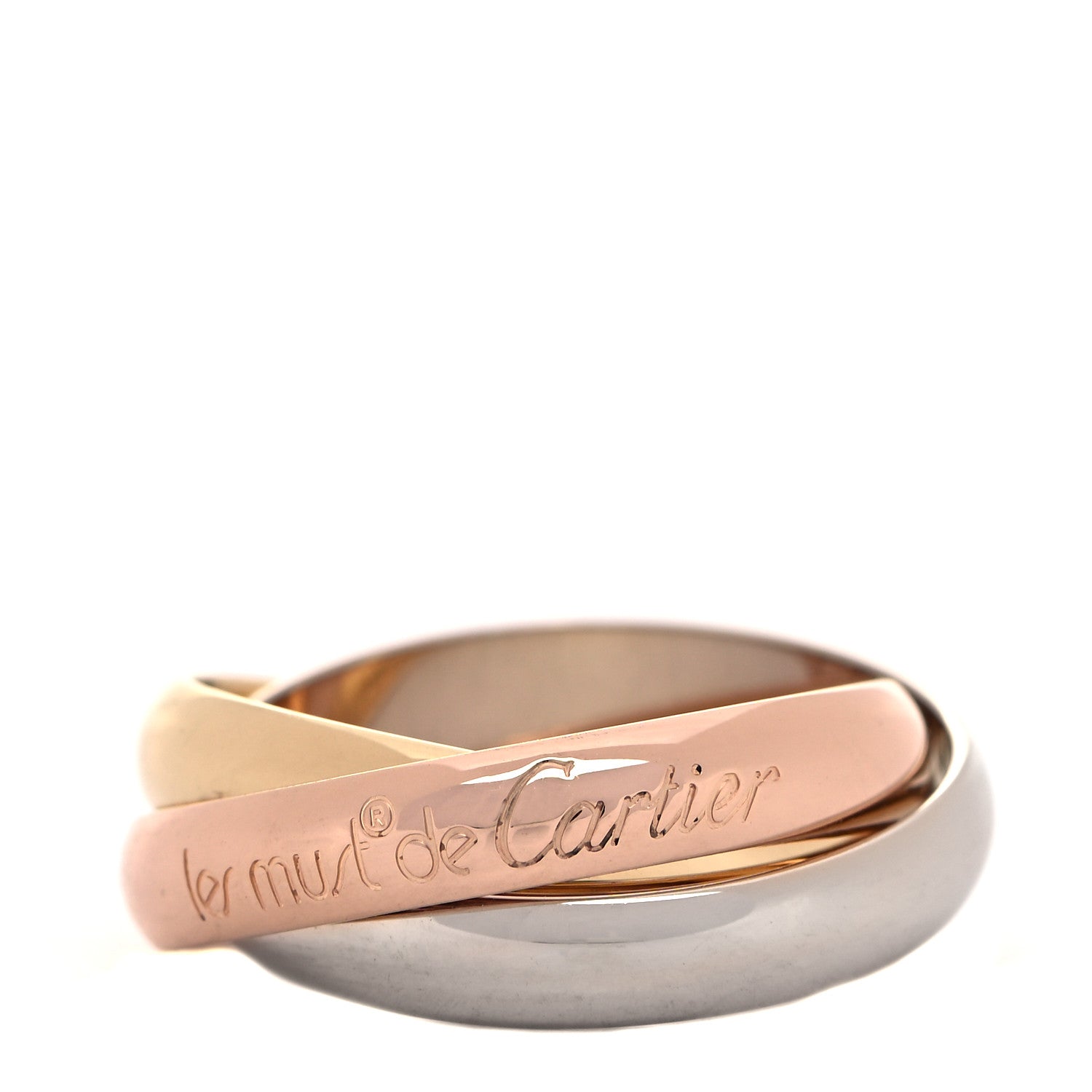 Cartier 18K Pink Yellow White Gold Classic Les Must De Cartier Trinity Ring 52 6 1 of 4