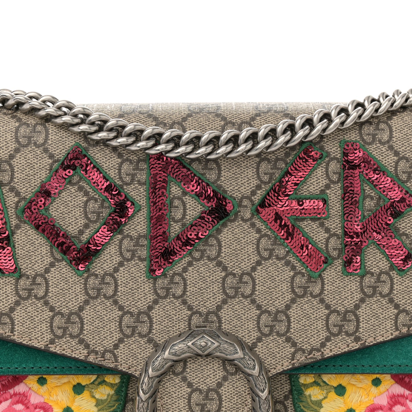 GG Supreme Monogram Embroidered Medium Dionysus Shoulder Bag Emerald