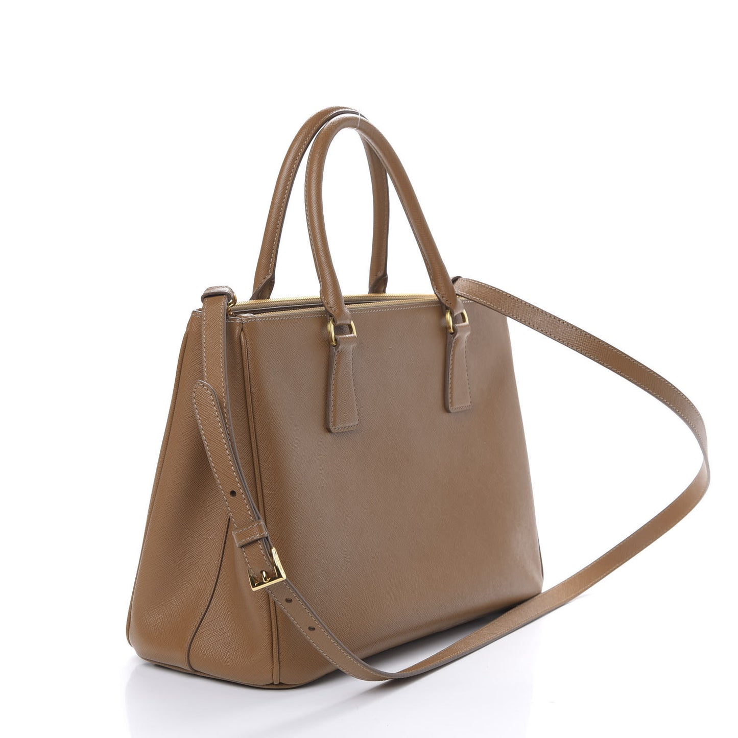 Saffiano Lux Large Galleria Double Zip Tote Caramel