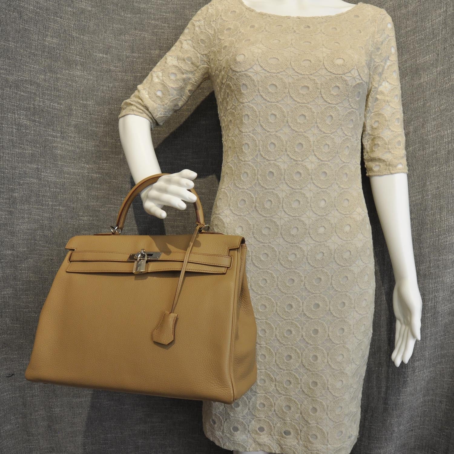 Hermes Taurillon Clemence Kelly 35 Tabac Camel 2 of 12