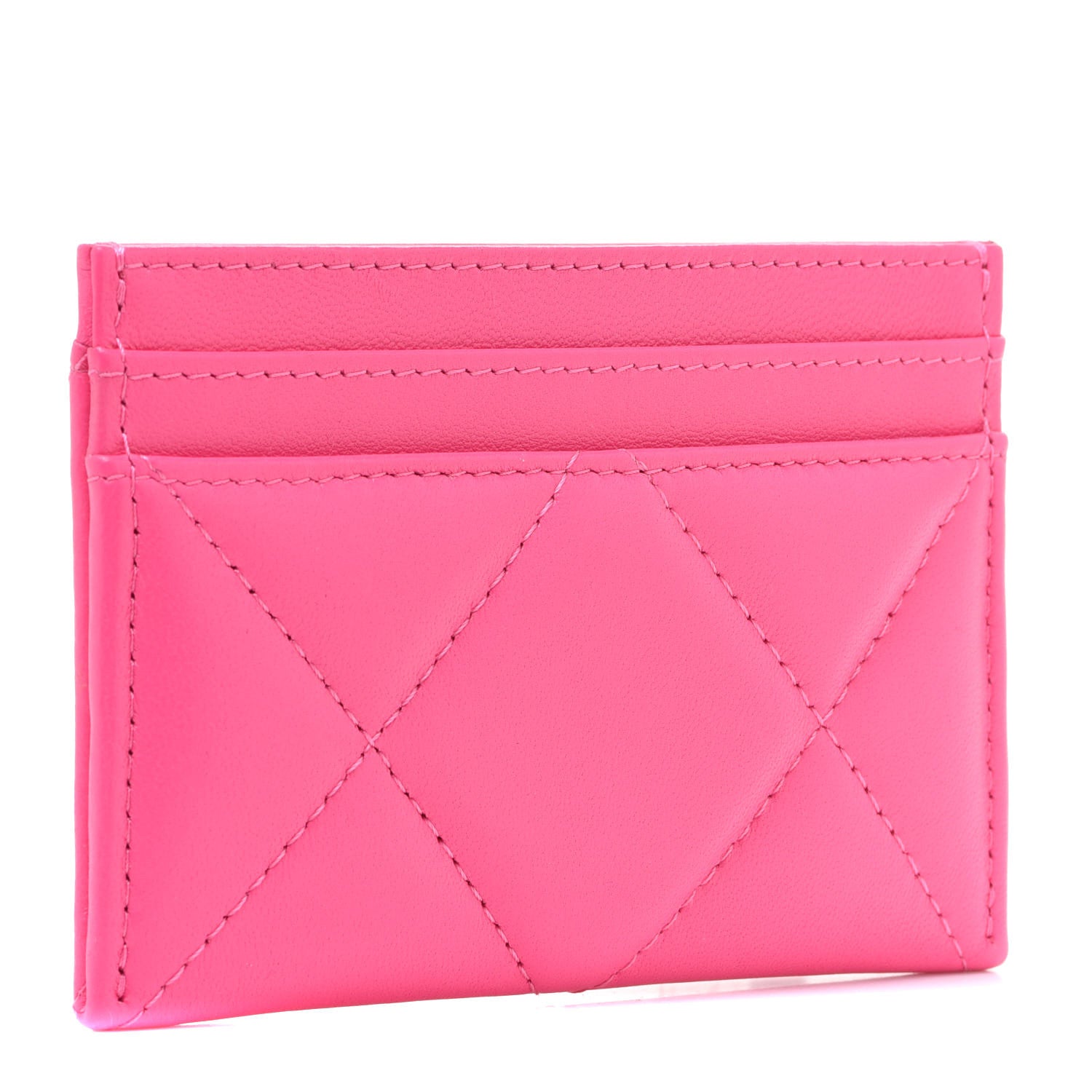 Chanel Lambskin Quilted Chanel 19 Card Holder Dark Pink 3 of 9