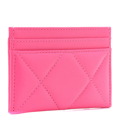 Chanel Lambskin Quilted Chanel 19 Card Holder Dark Pink 3 of 9