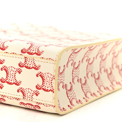 Celine Triomphe Canvas Calfskin Mini Vertical Cabas White Red 8 of 8