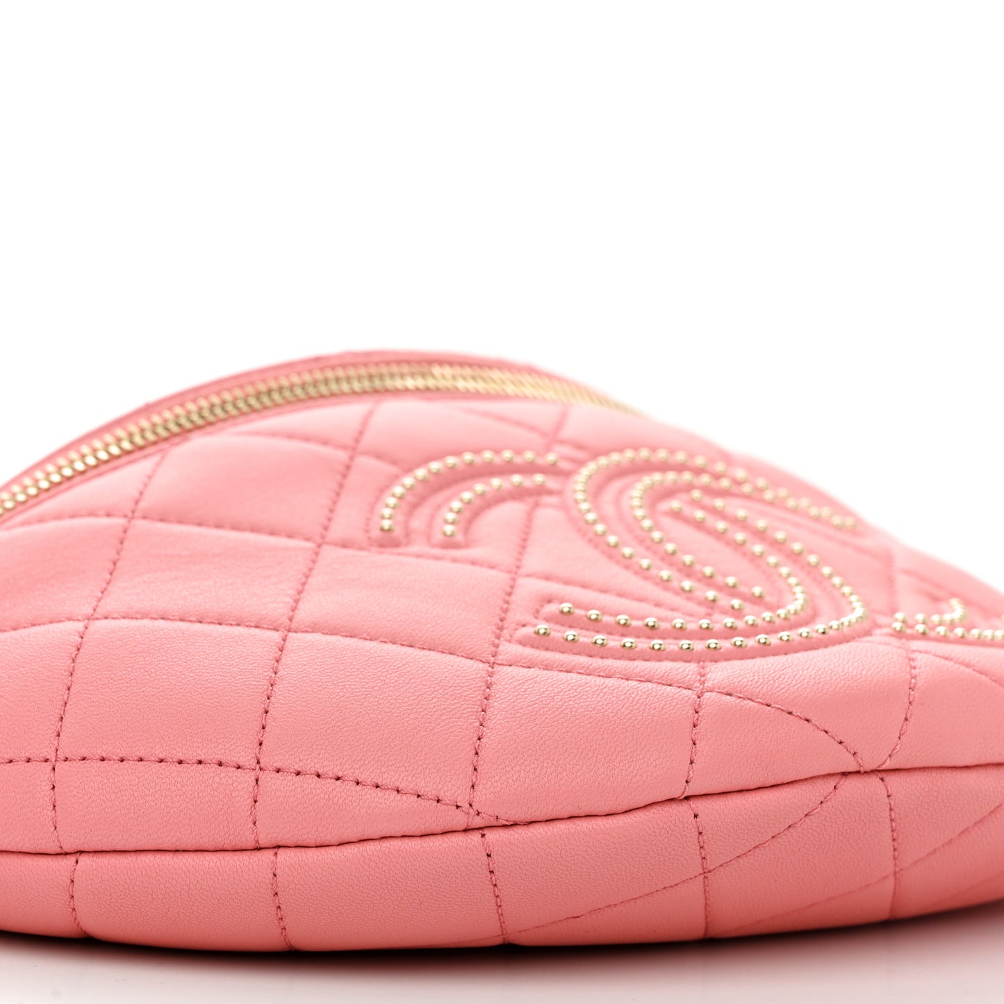 Lambskin Quilted Studded Waist Bag Fanny Pack Pink