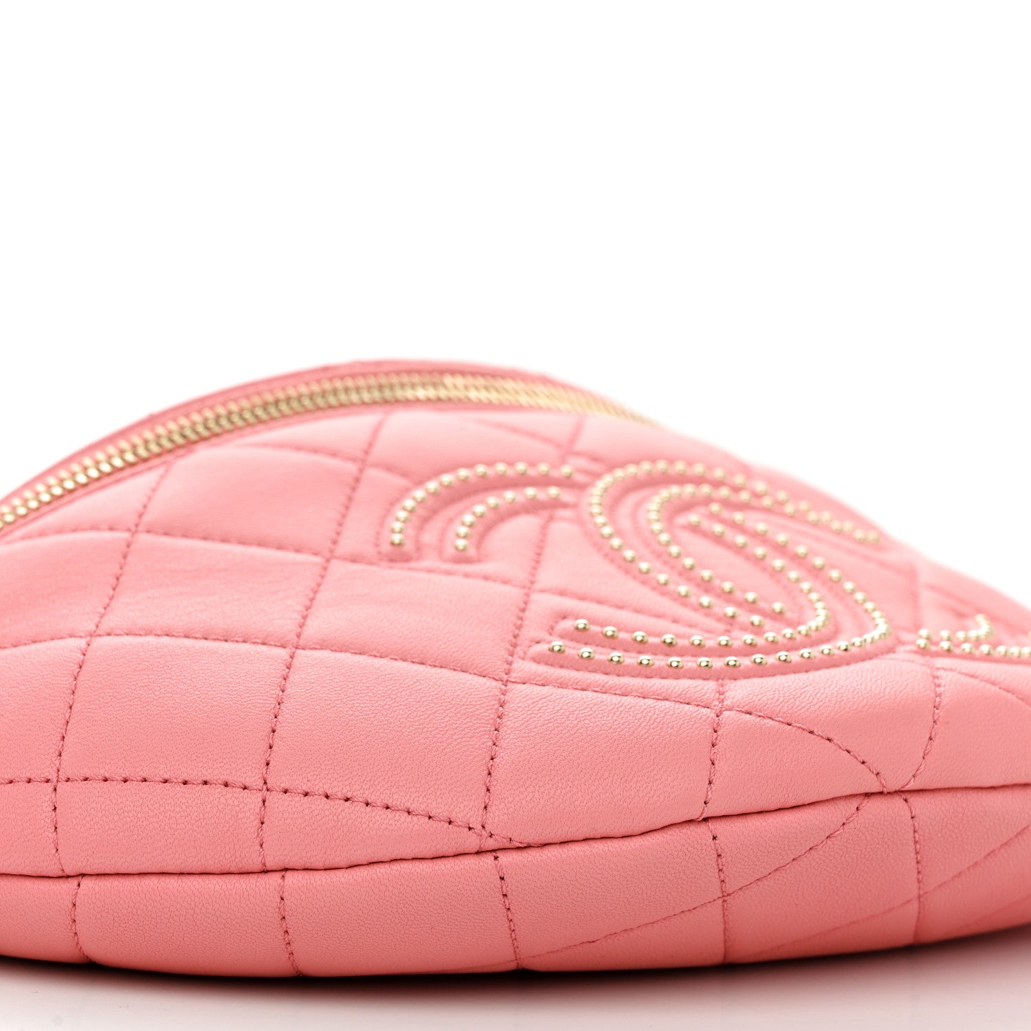 Chanel Lambskin Quilted Studded Waist Bag Fanny Pack Pink 9 of 10