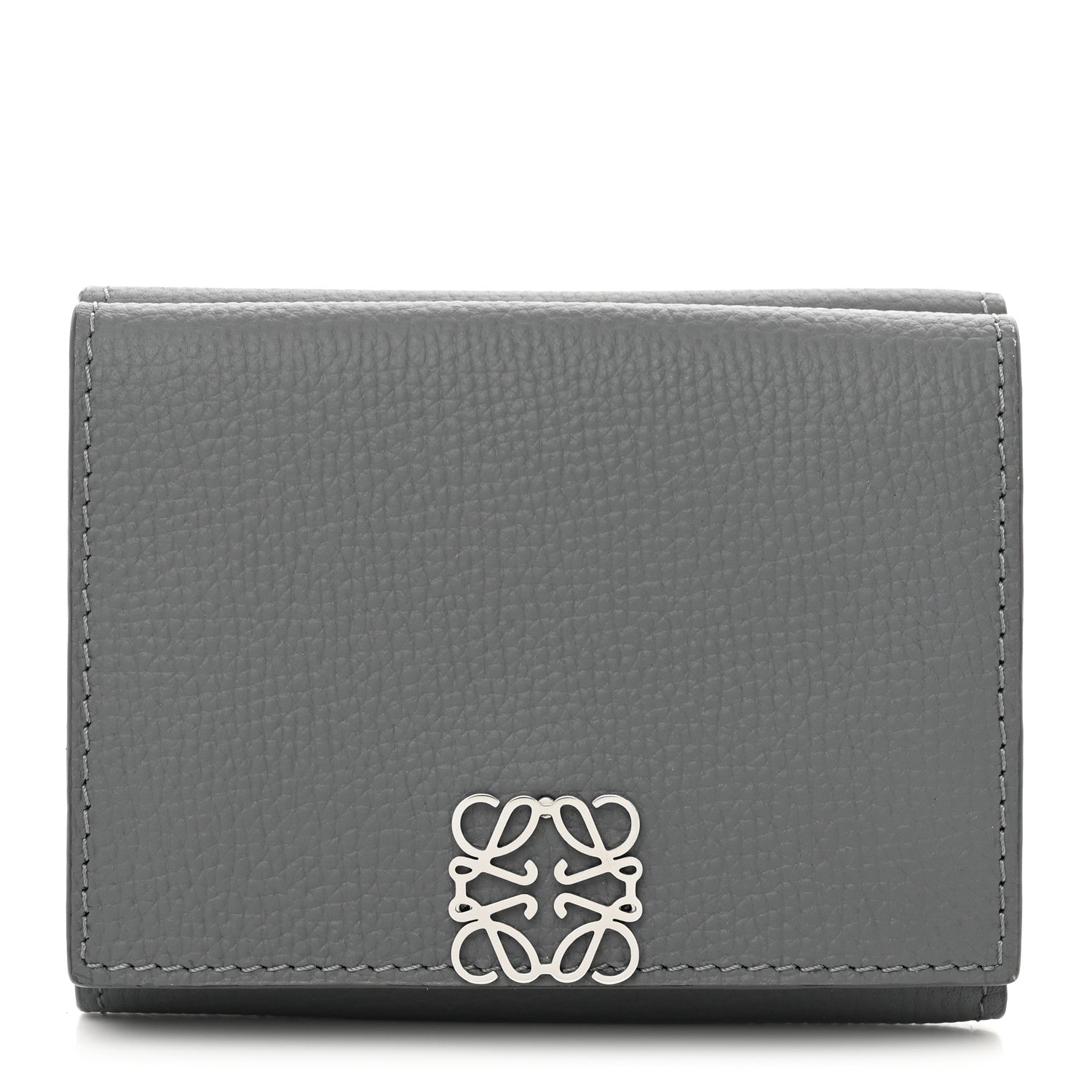 Loewe Grained Calfskin Anagram Trifold Wallet Asphalt Grey 1 of 7
