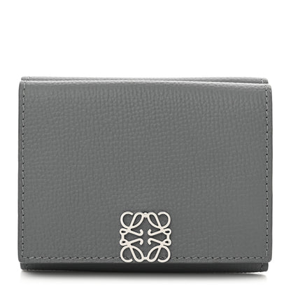Loewe Grained Calfskin Anagram Trifold Wallet Asphalt Grey 1 of 7