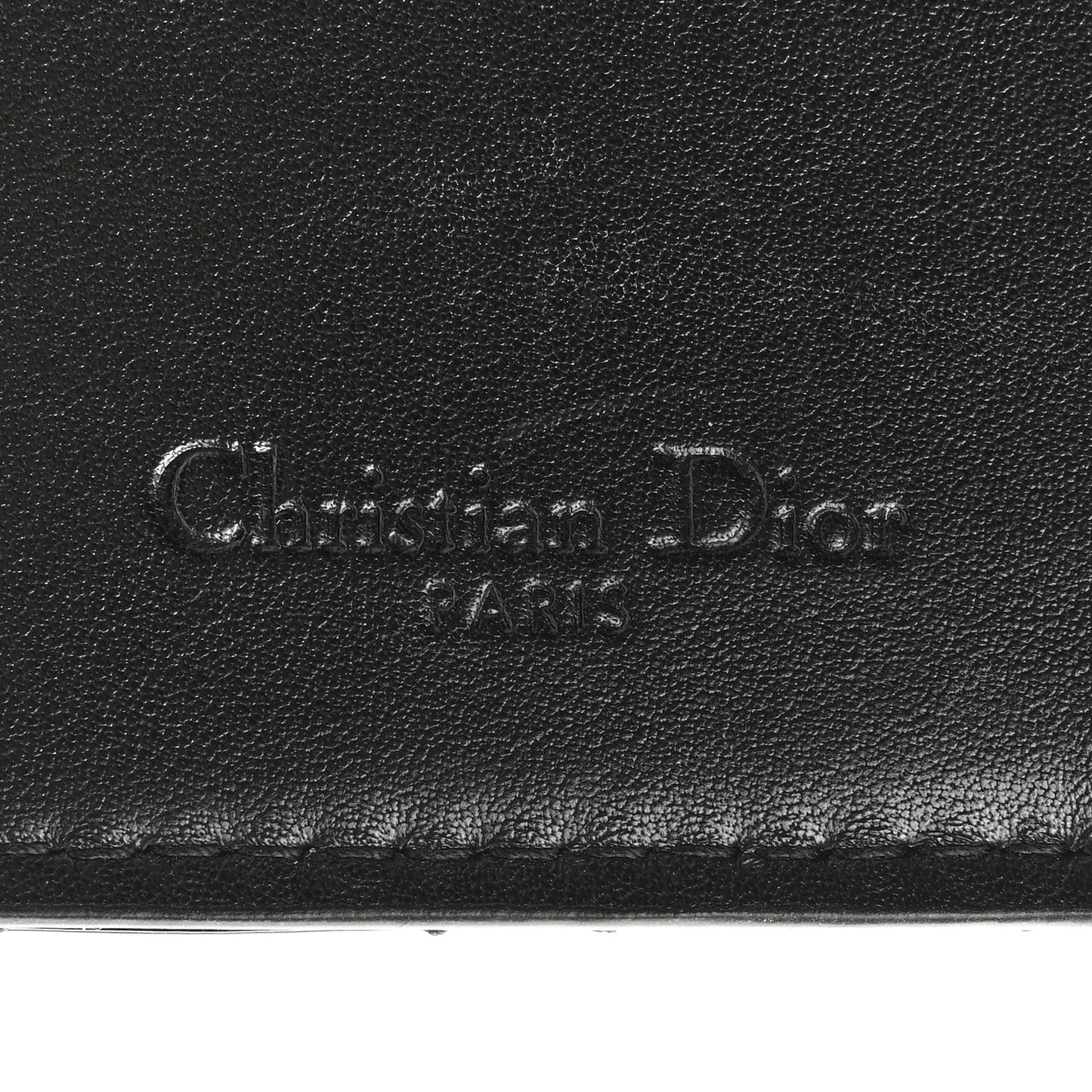 Patent Cannage Small Lady Dior Flap Card Holder Black