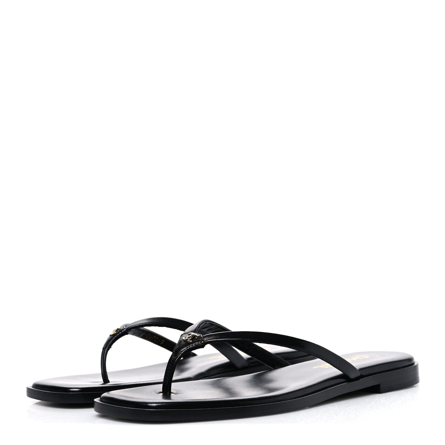 Goatskin CC Times Square Thong Sandals 39 Black