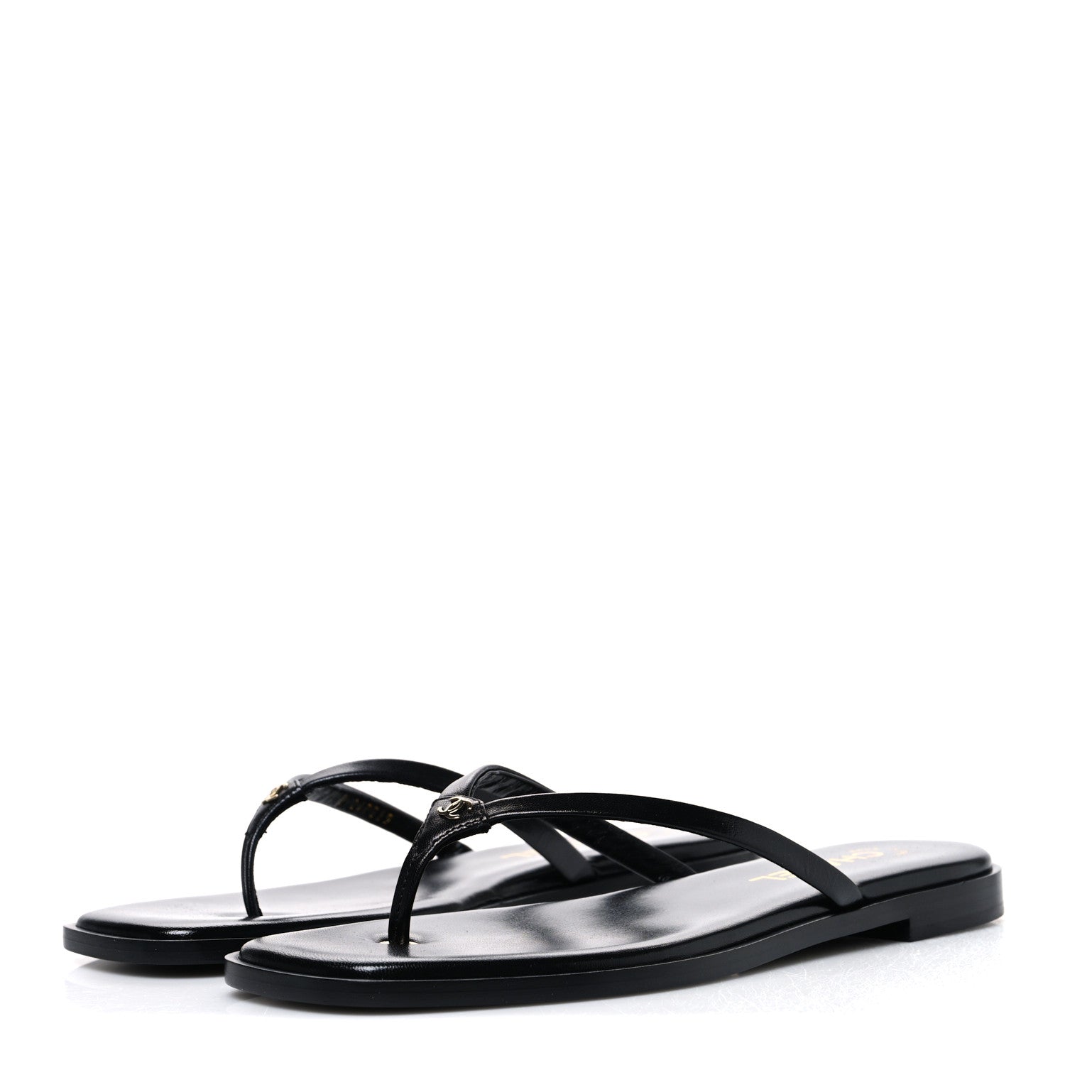 Chanel Goatskin CC Times Square Thong Sandals 39 Black 4 of 11