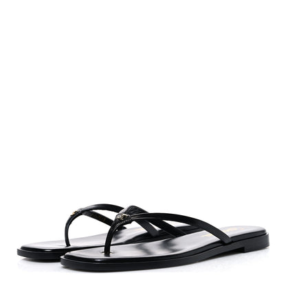 Chanel Goatskin CC Times Square Thong Sandals 39 Black 4 of 11
