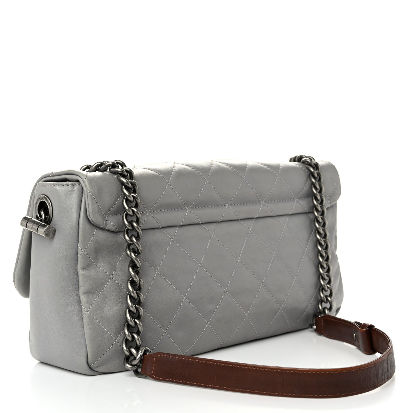 Calfskin Large Country Chic Flap Grey