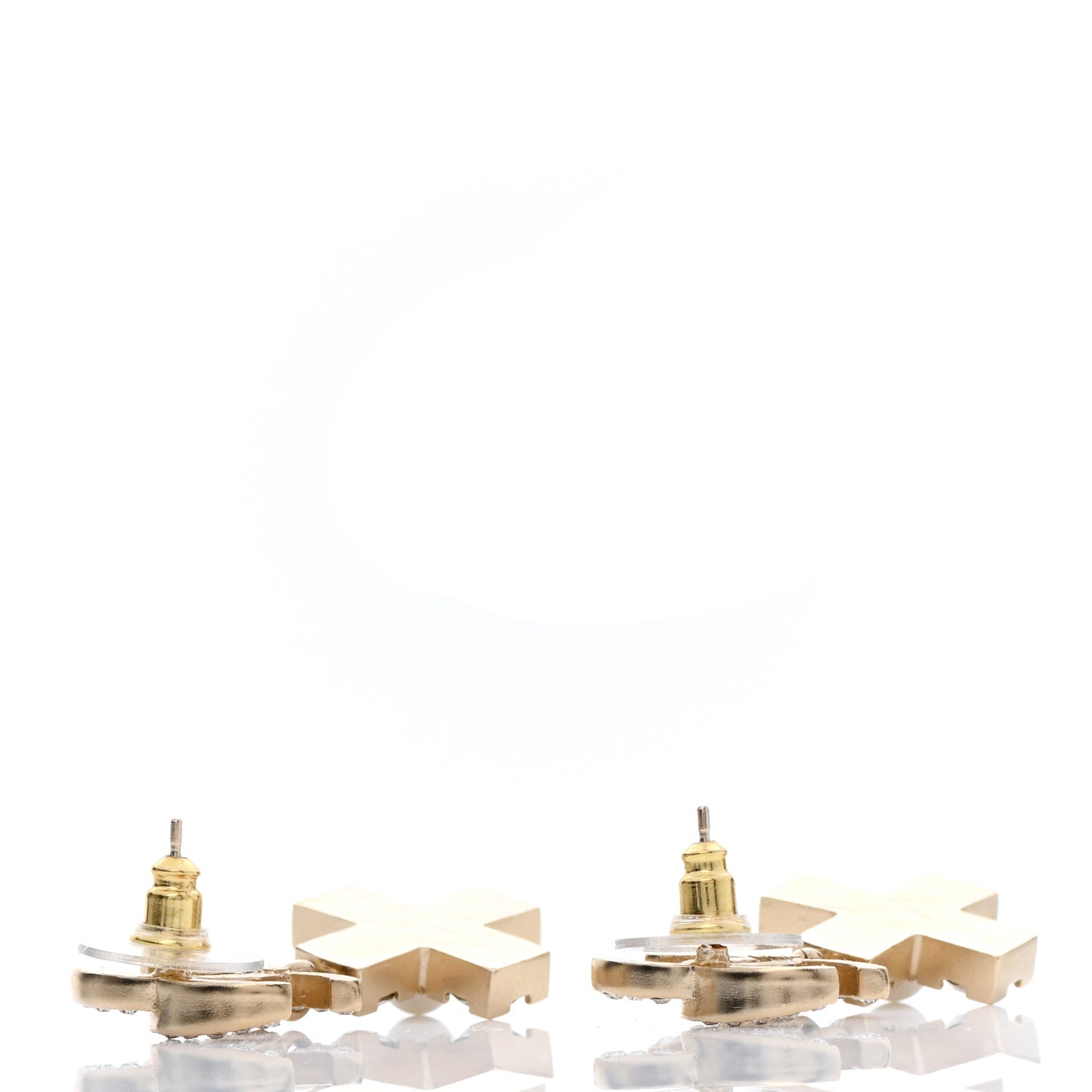 Crystal Pearl CC Cross Drop Earrings Gold