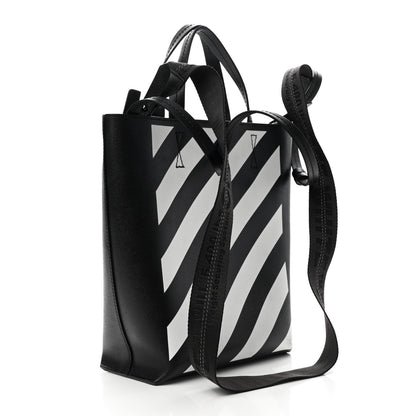 Off-White Saffiano Striped Diag Binder Crossbody Black White 2 of 7
