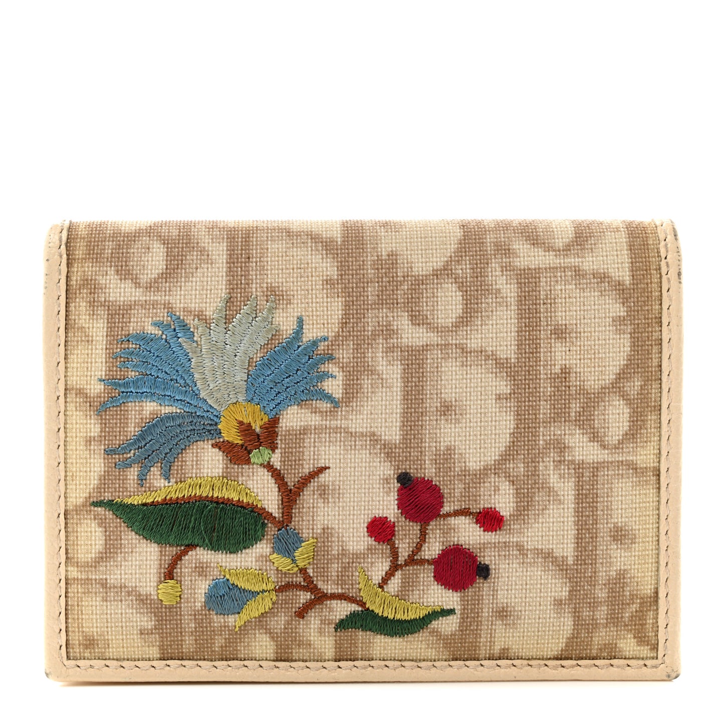 Monogram Vintage Flowers Card Holder Beige