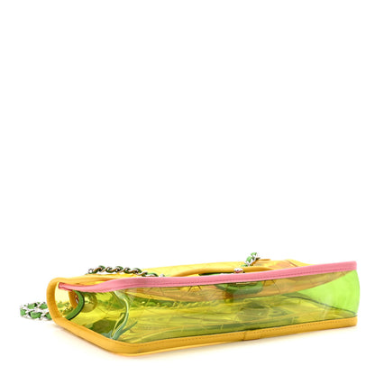 Chanel PVC Lambskin Stitched Medium Coco Splash Flap Yellow Green Pink 4 of 10