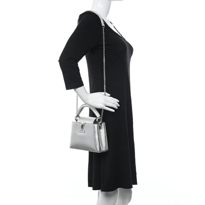 Louis Vuitton Metallic Calfskin Mini Capucines Silver 2 of 11