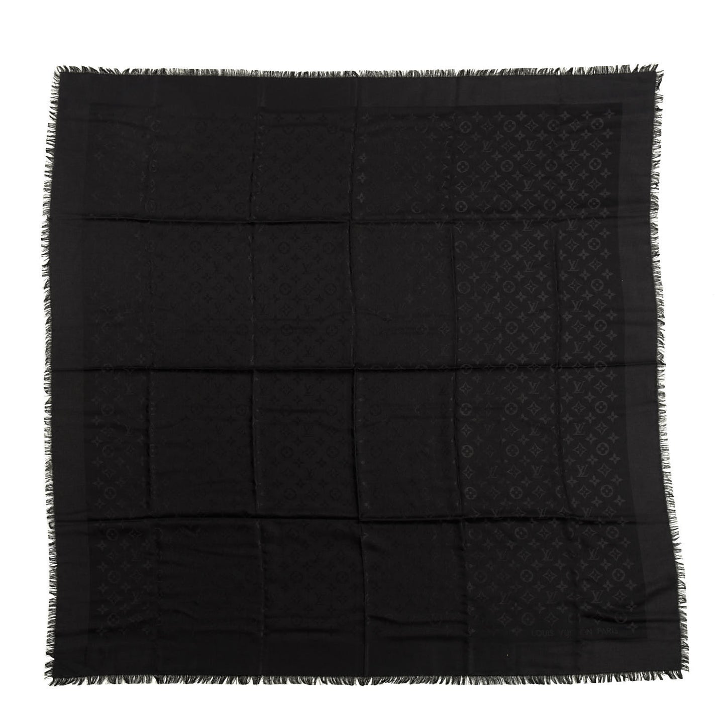 Silk Wool Monogram Shawl Black