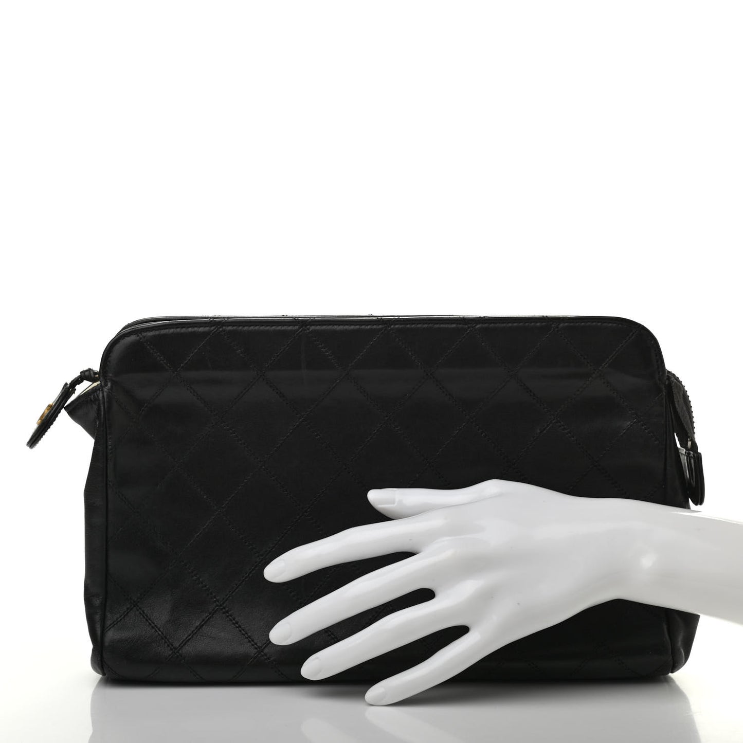 Lambskin Quilted Cosmetic Case Black