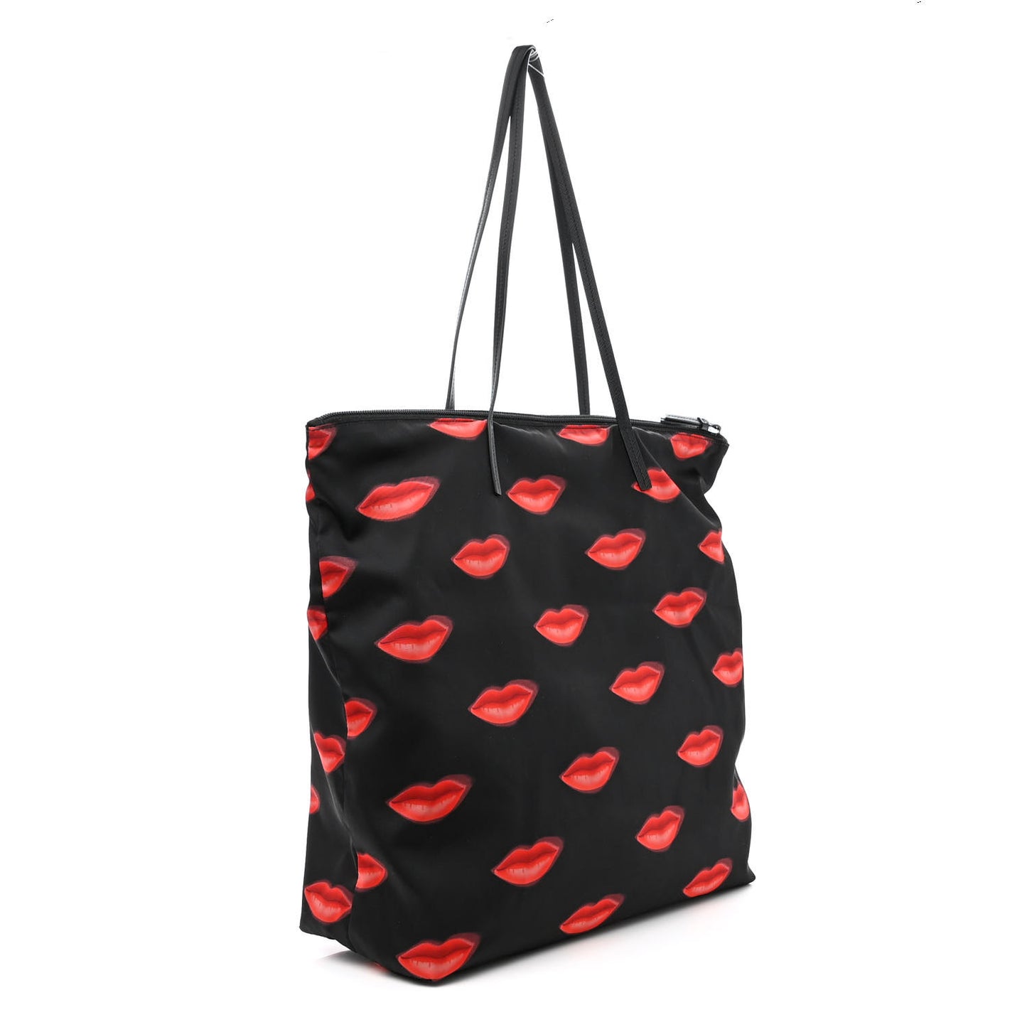 Tessuto Nylon Lips Tote Black