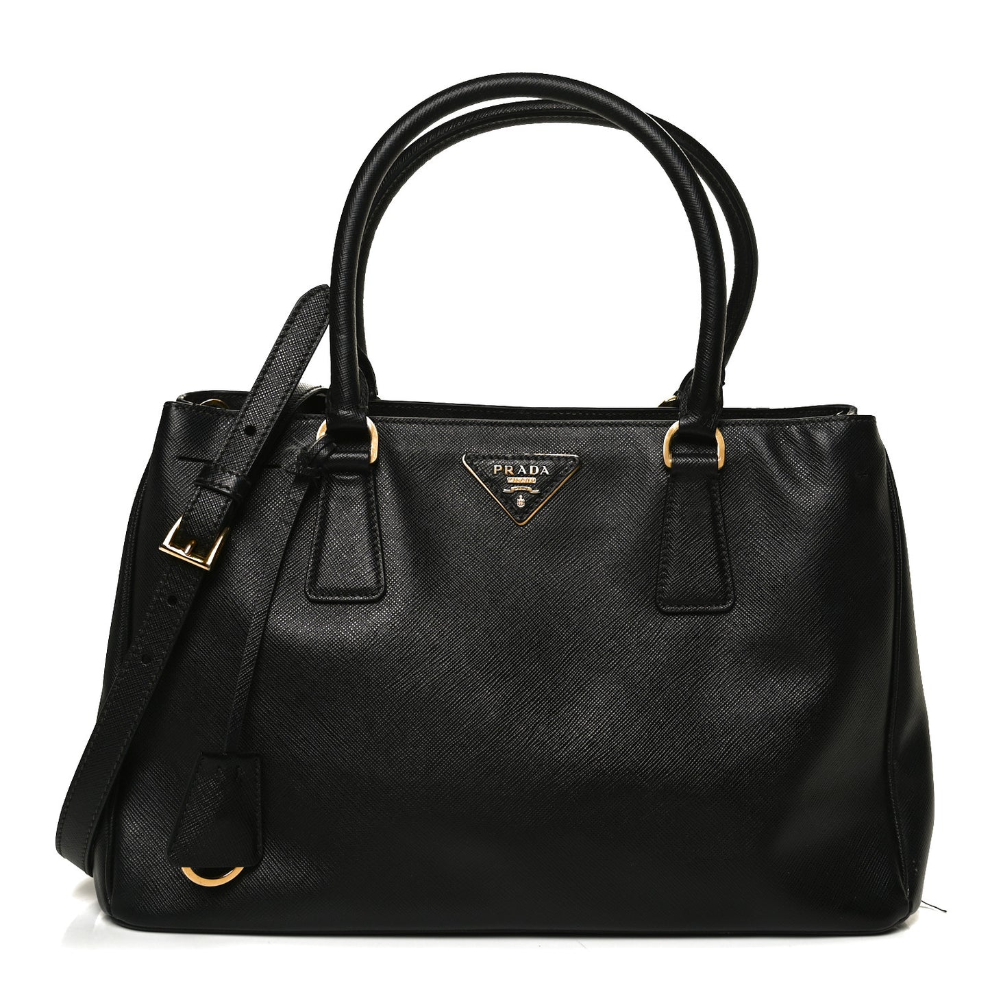 Saffiano Medium Galleria Double Zip Tote Black