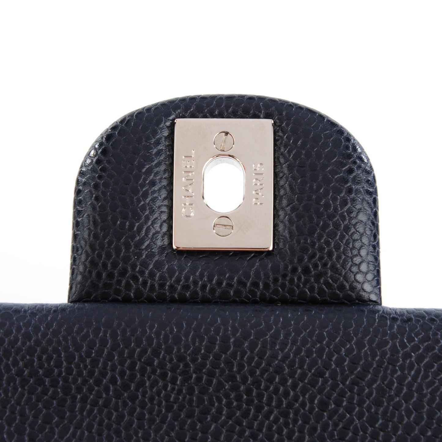 Caviar Quilted Clutch With Chain Flap Navy Blue
