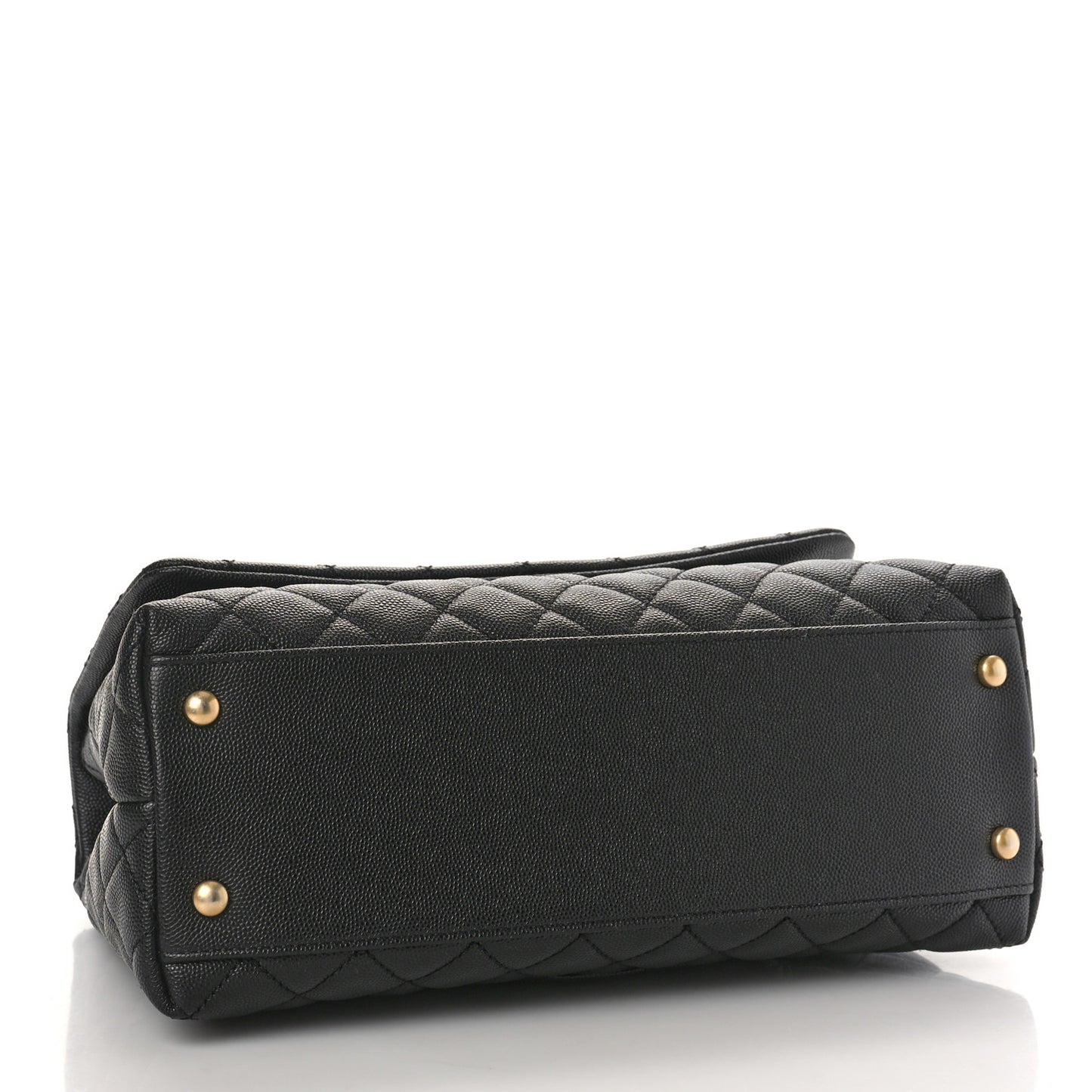 Caviar Lizard Quilted Small Coco Handle Flap Black