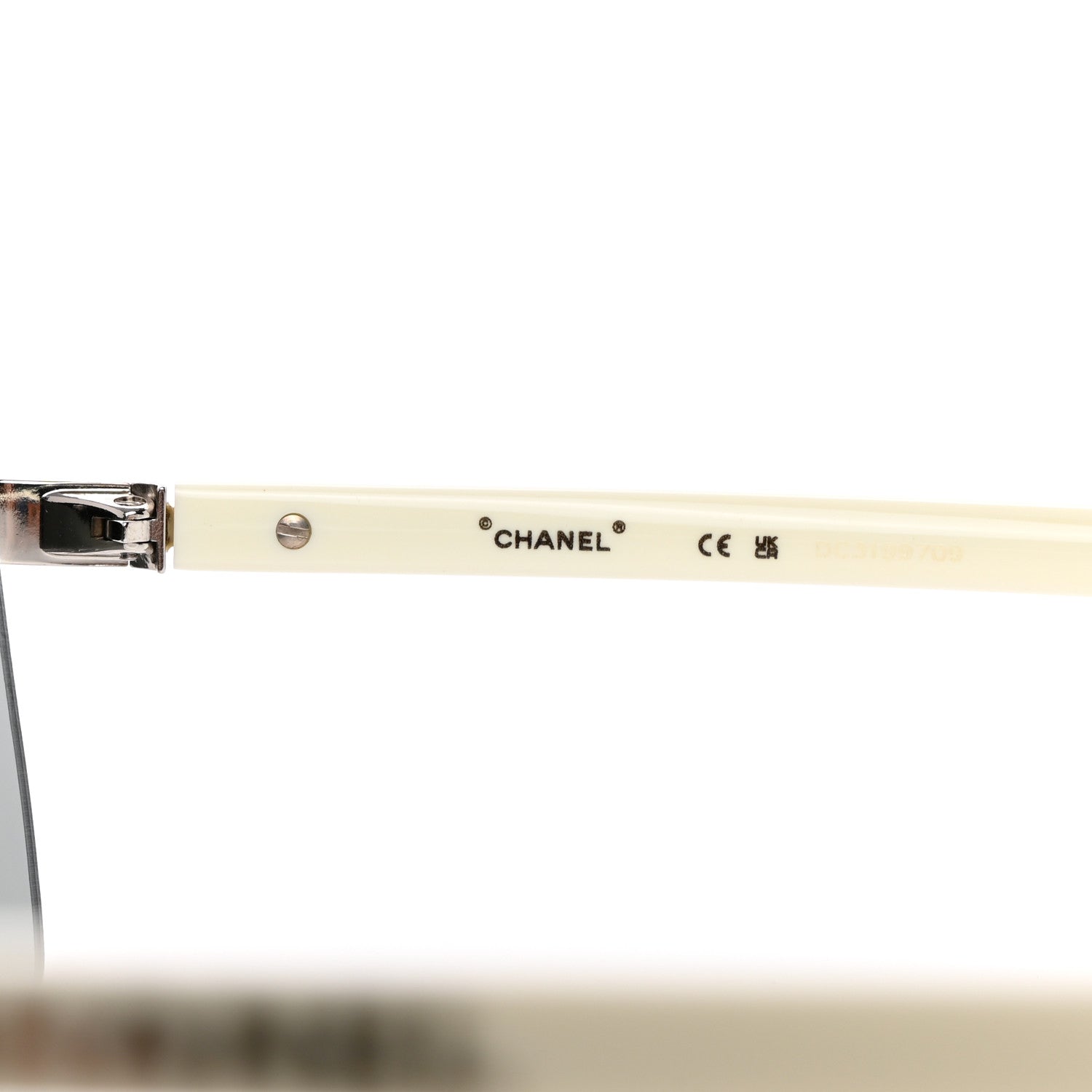 Chanel Acetate Shield Sunglasses 71474 Silver White 6 of 8