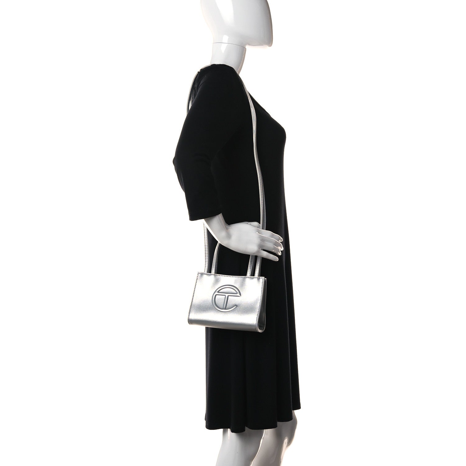 Telfar Metallic Vegan Leather Small Shopping Bag Silver 2 of 8