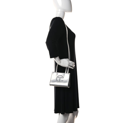 Telfar Metallic Vegan Leather Small Shopping Bag Silver 2 of 8