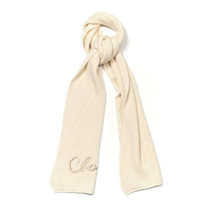 Chanel Cashmere Sequin Logo Scarf White 1 of 3