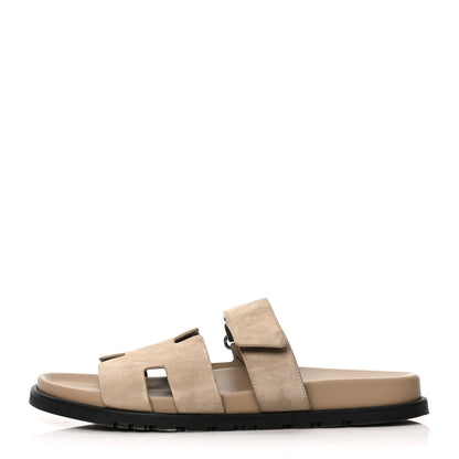 Hermes Suede Goatskin Mens Chypre Sandals 42 Beige Argile 1 of 8