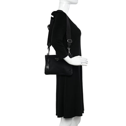 Prada Re-Nylon Saffiano Re-Edition 2000 Double Zip Crossbody Bag Black 2 of 16