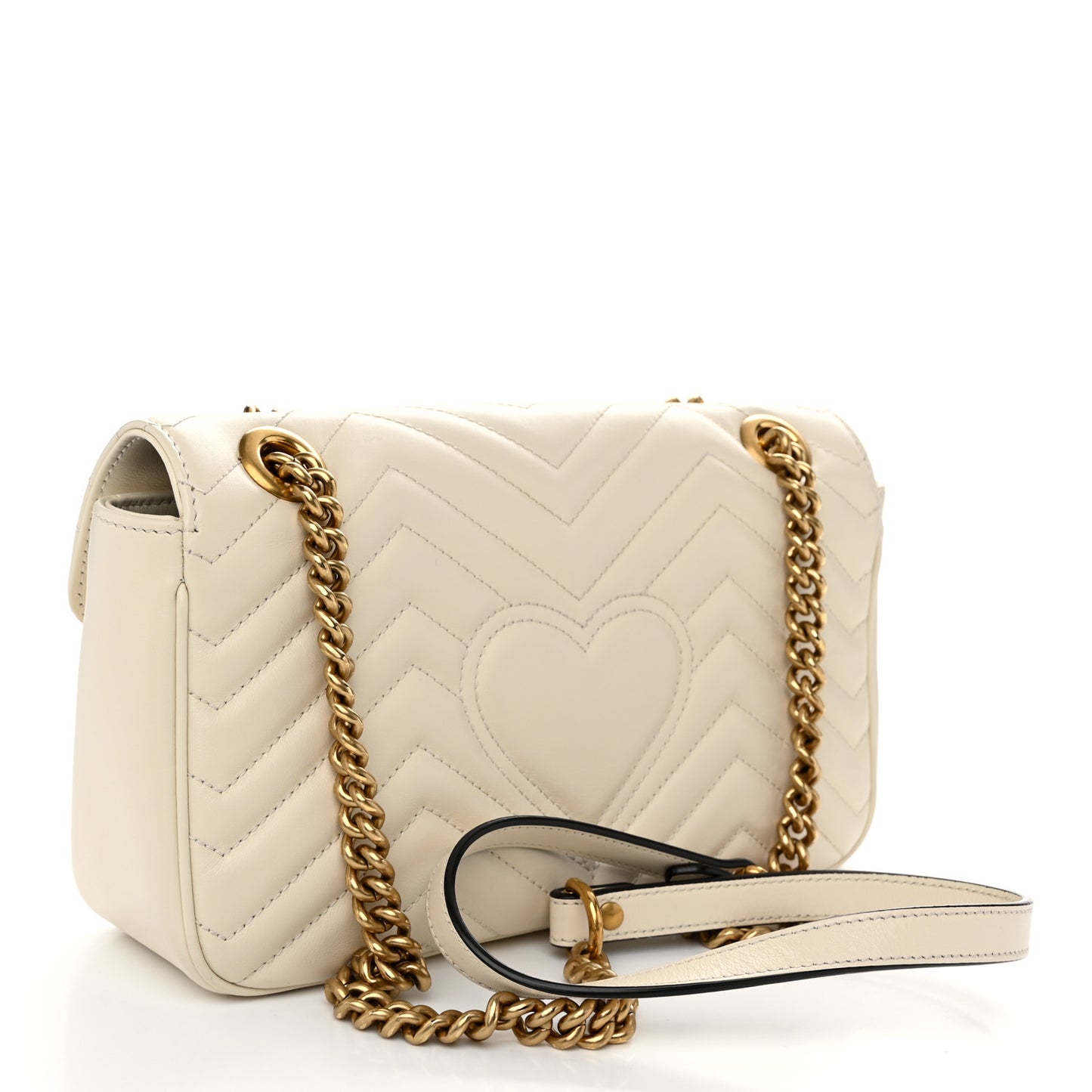 Calfskin Matelasse Small GG Marmont Shoulder Bag White