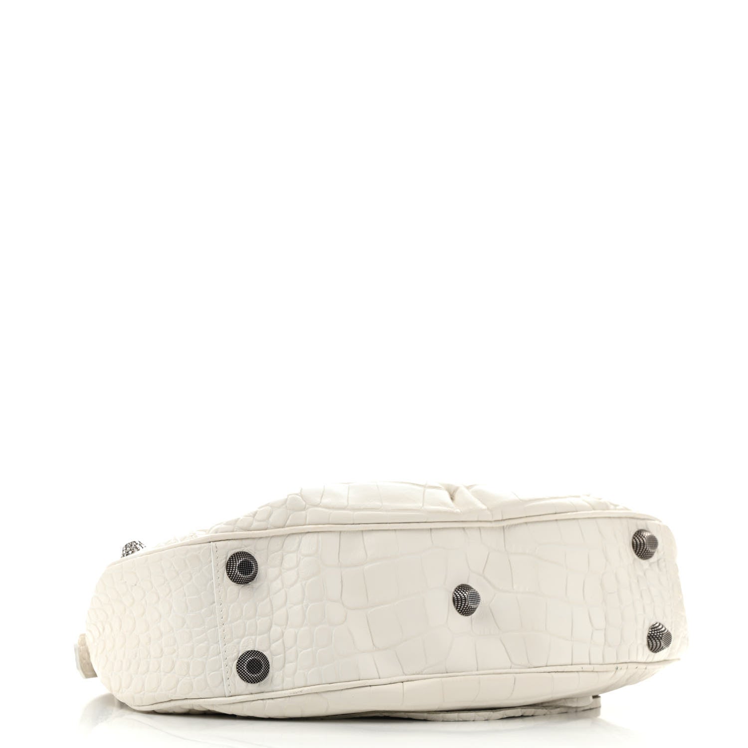 Balenciaga Extra Supple Calfskin Crocodile Embossed Small Le Cagole Shoulder Bag White 5 of 18